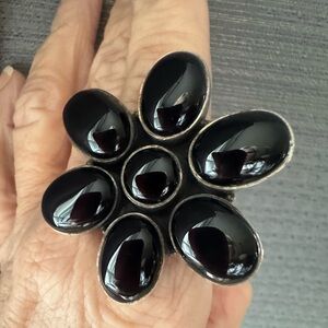 Black onyx and sterling silver ring